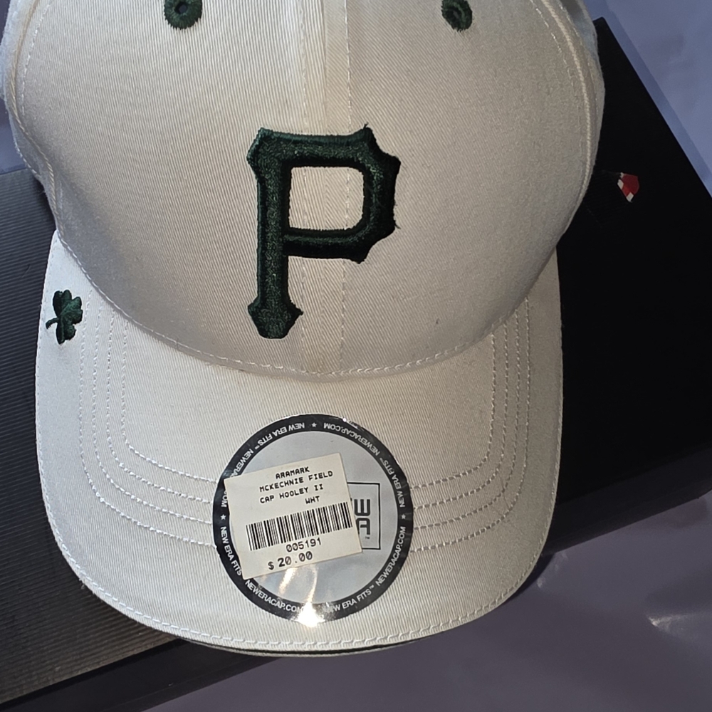 New Era White Cap with Green‎ 'P' and Shamrock